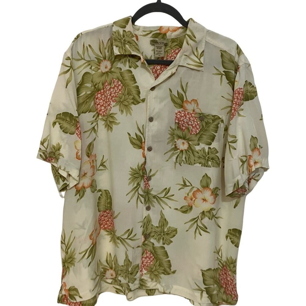 Islander Green and Cream Floral Casual Button Down Shirt